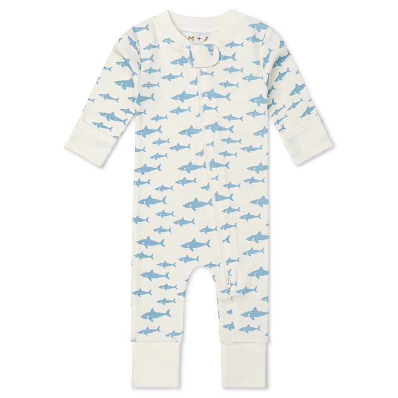 M+A by Monica + Andy Organic Cotton Gender Neutral Long Sleeve Baby One-Piece Pajama, Sizes Newborn - 24 Months
