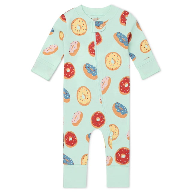 M+A by Monica + Andy Organic Cotton Gender Neutral Long Sleeve Baby One-Piece Pajama, Sizes Newborn - 24 Months