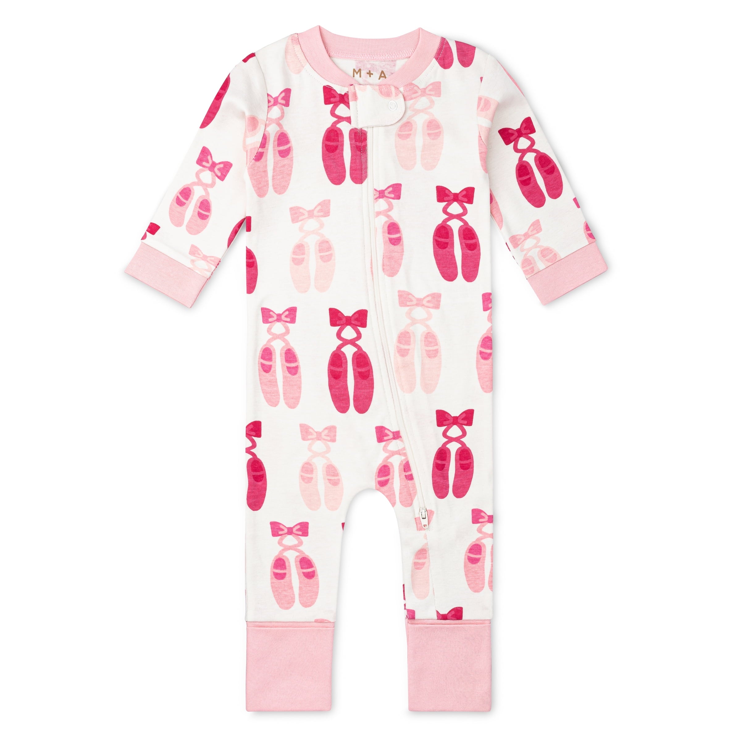 M+A by Monica + Andy Organic Cotton Gender Neutral Long Sleeve Baby One-Piece Pajama, Sizes Newborn - 24 Months