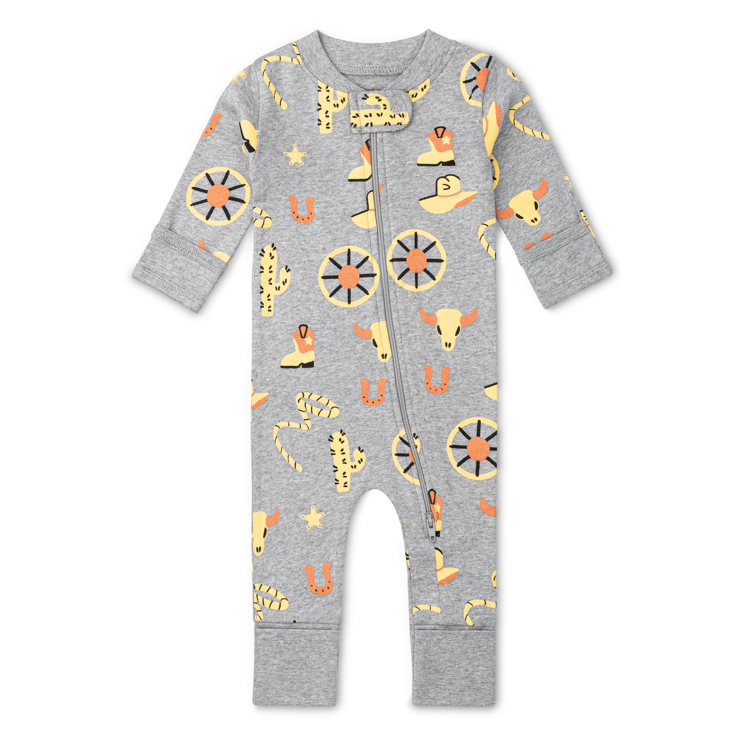 M+A by Monica + Andy Organic Cotton Gender Neutral Long Sleeve Baby One-Piece Pajama, Sizes Newborn - 24 Months