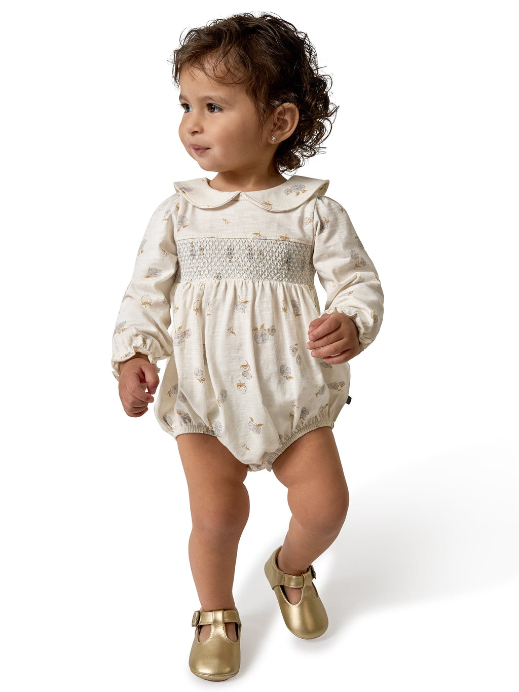 Modern Moments by Gerber Baby Girl Smocked Long Sleeve Bubble Romper, Sizes 0/3 Months - 24 Months