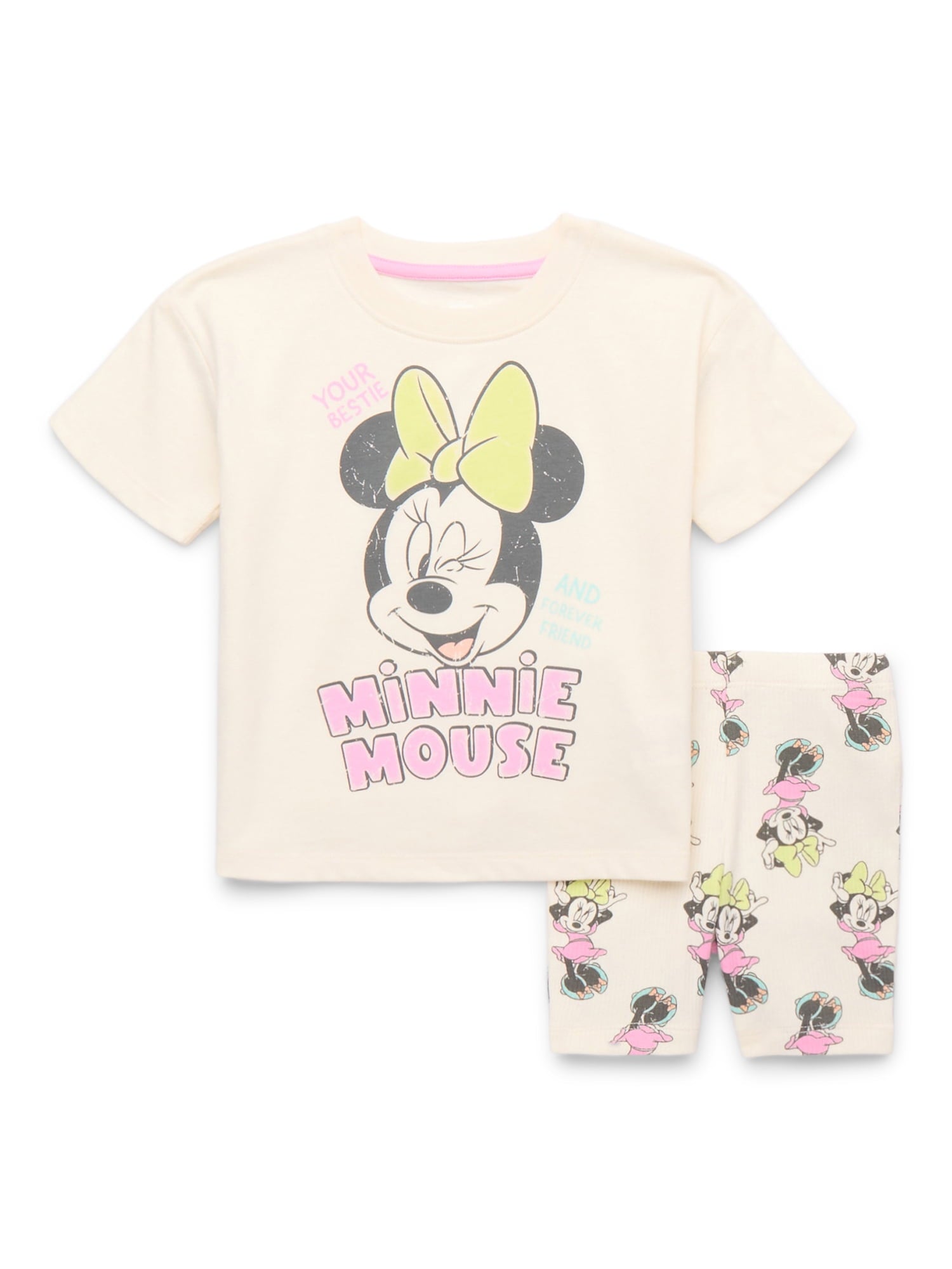Minnie Mouse Toddler Girls Graphic Tee and Bike Shorts Set, 2-Piece, Sizes 12M-5T