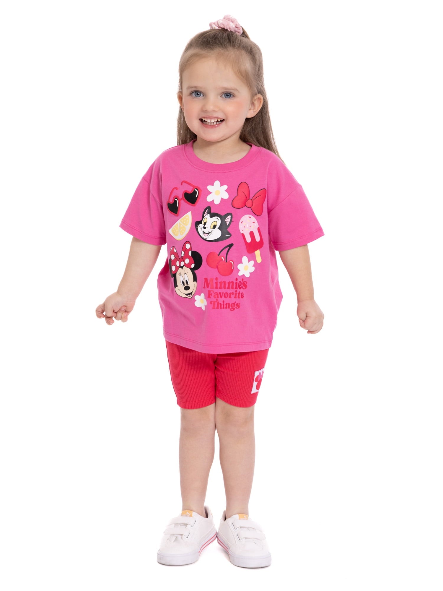 Minnie Mouse Toddler Girls Graphic Tee and Bike Shorts Set, 2-Piece, Sizes 12M-5T
