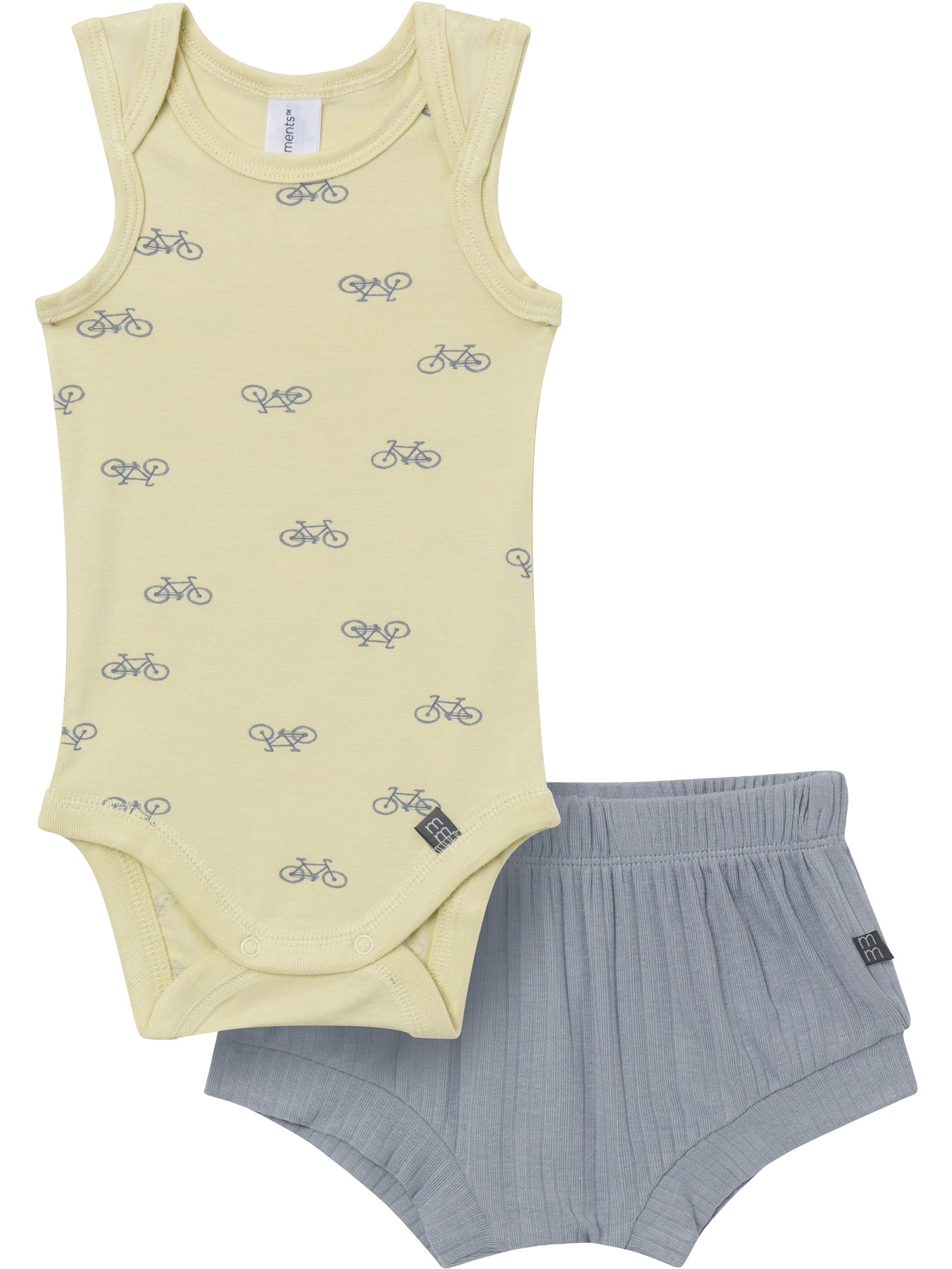 Modern Moments by Gerber Baby Neutral Viscose Sleeveless Bodysuit and Short Outfit Set, 2-Piece, Sizes Newborn - 12 Months