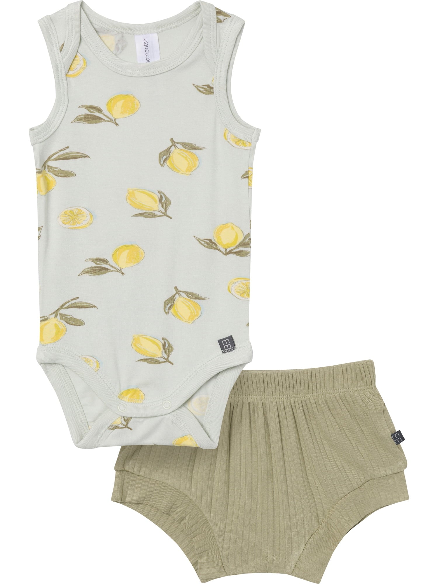 Modern Moments by Gerber Baby Neutral Viscose Sleeveless Bodysuit and Short Outfit Set, 2-Piece, Sizes Newborn - 12 Months