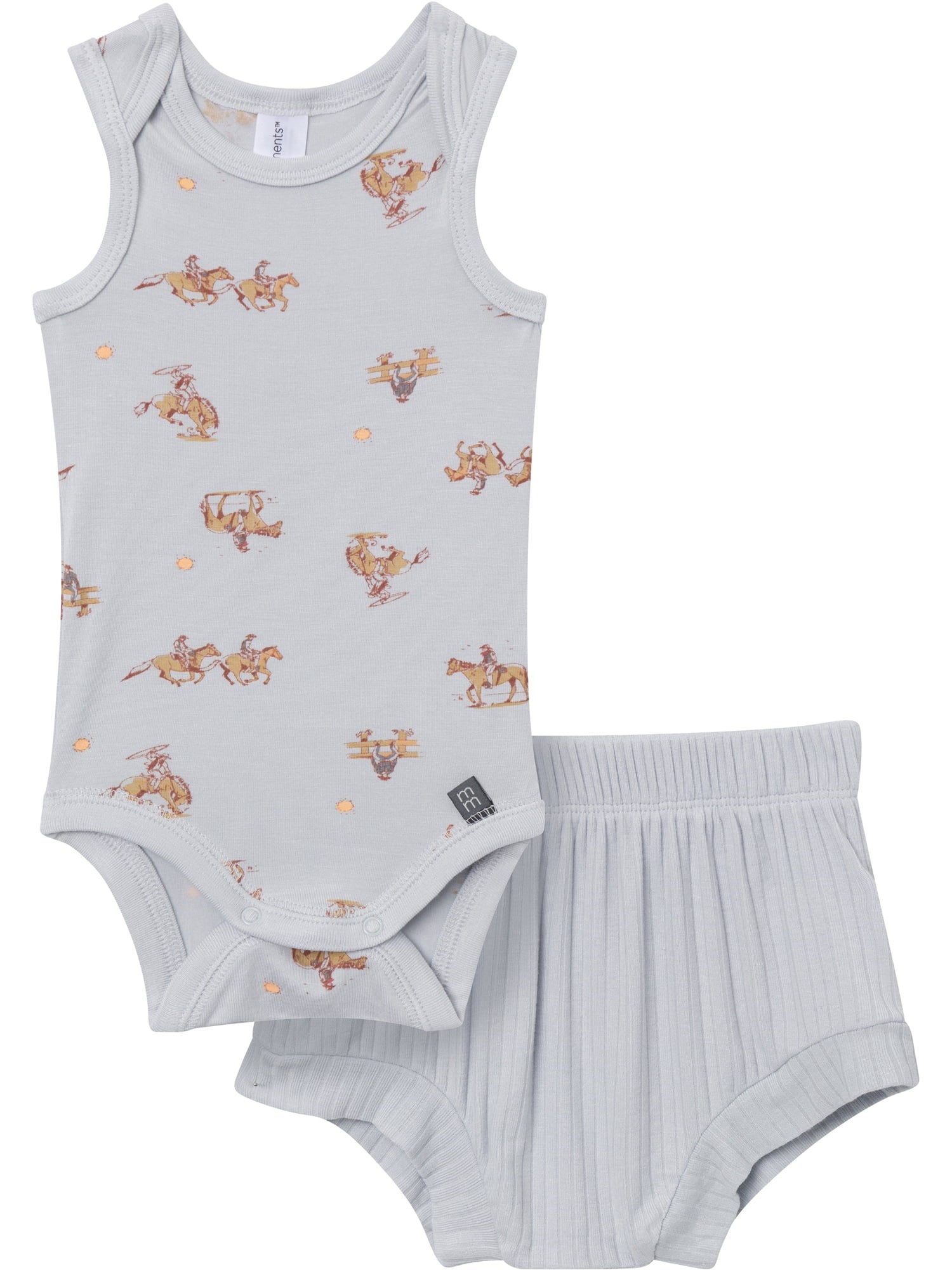 Modern Moments by Gerber Baby Neutral Viscose Sleeveless Bodysuit and Short Outfit Set, 2-Piece, Sizes Newborn - 12 Months