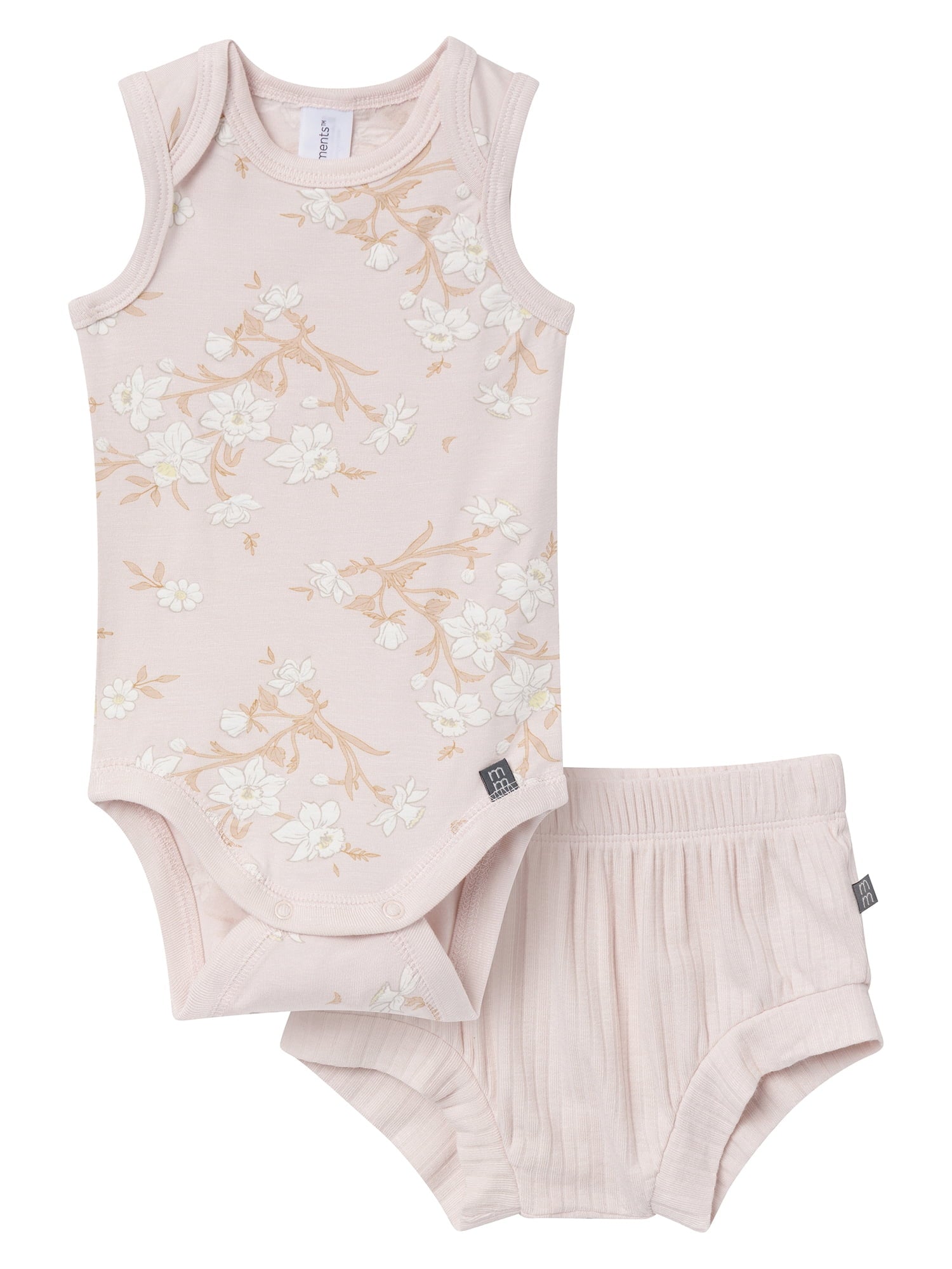 Modern Moments by Gerber Baby Neutral Viscose Sleeveless Bodysuit and Short Outfit Set, 2-Piece, Sizes Newborn - 12 Months