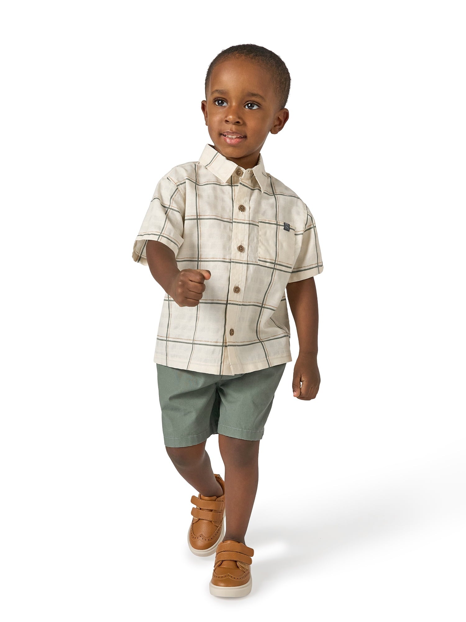 Modern Moments by Gerber Baby and Toddler Boy Button Front Shirt and Short Set, 2-Piece, Sizes 0/3 Months - 5T