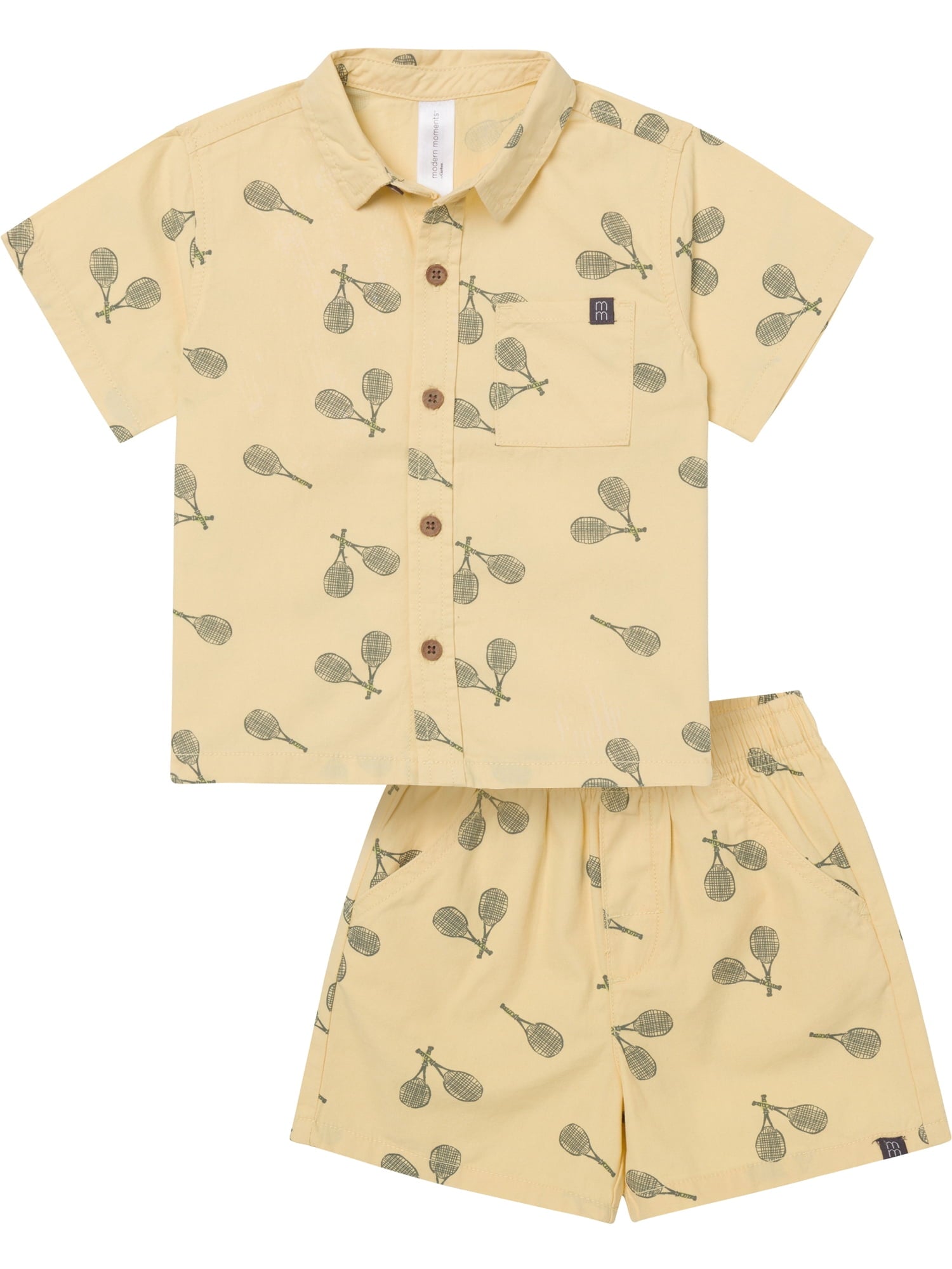 Modern Moments by Gerber Baby and Toddler Boy Button Front Shirt and Short Set, 2-Piece, Sizes 0/3 Months - 5T