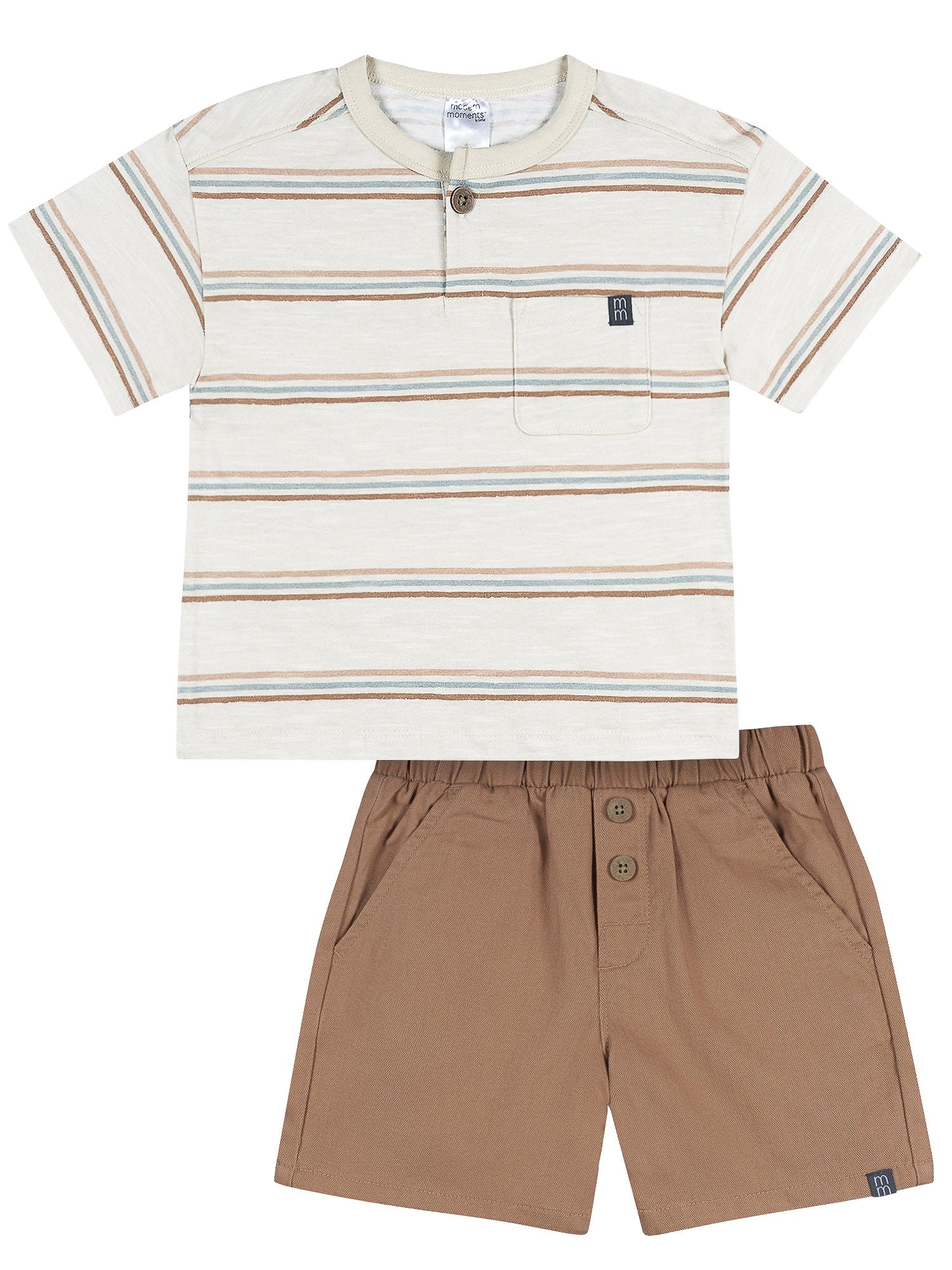 Modern Moments by Gerber Baby and Toddler Boy Button Front Shirt and Short Set, 2-Piece, Sizes 0/3 Months - 5T