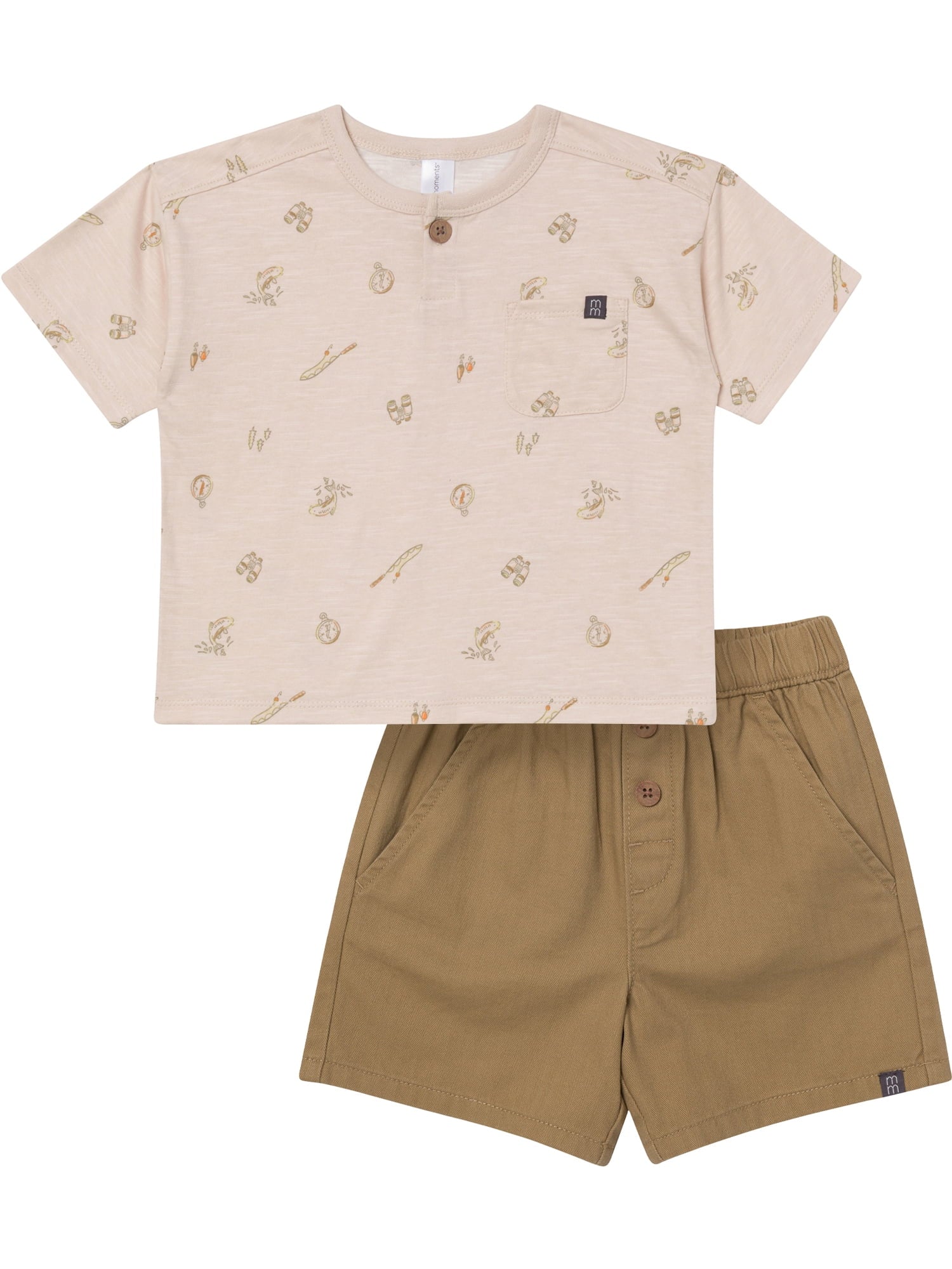 Modern Moments by Gerber Baby and Toddler Boy Button Front Shirt and Short Set, 2-Piece, Sizes 0/3 Months - 5T