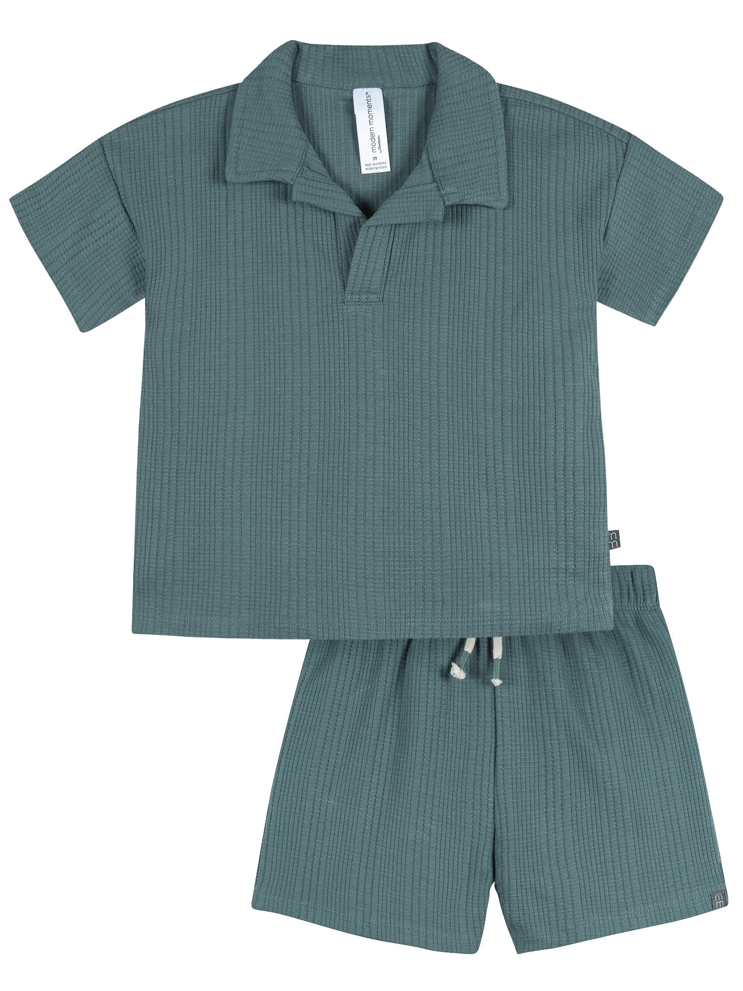Modern Moments by Gerber Baby and Toddler Boy Button Front Shirt and Short Set, 2-Piece, Sizes 0/3 Months - 5T