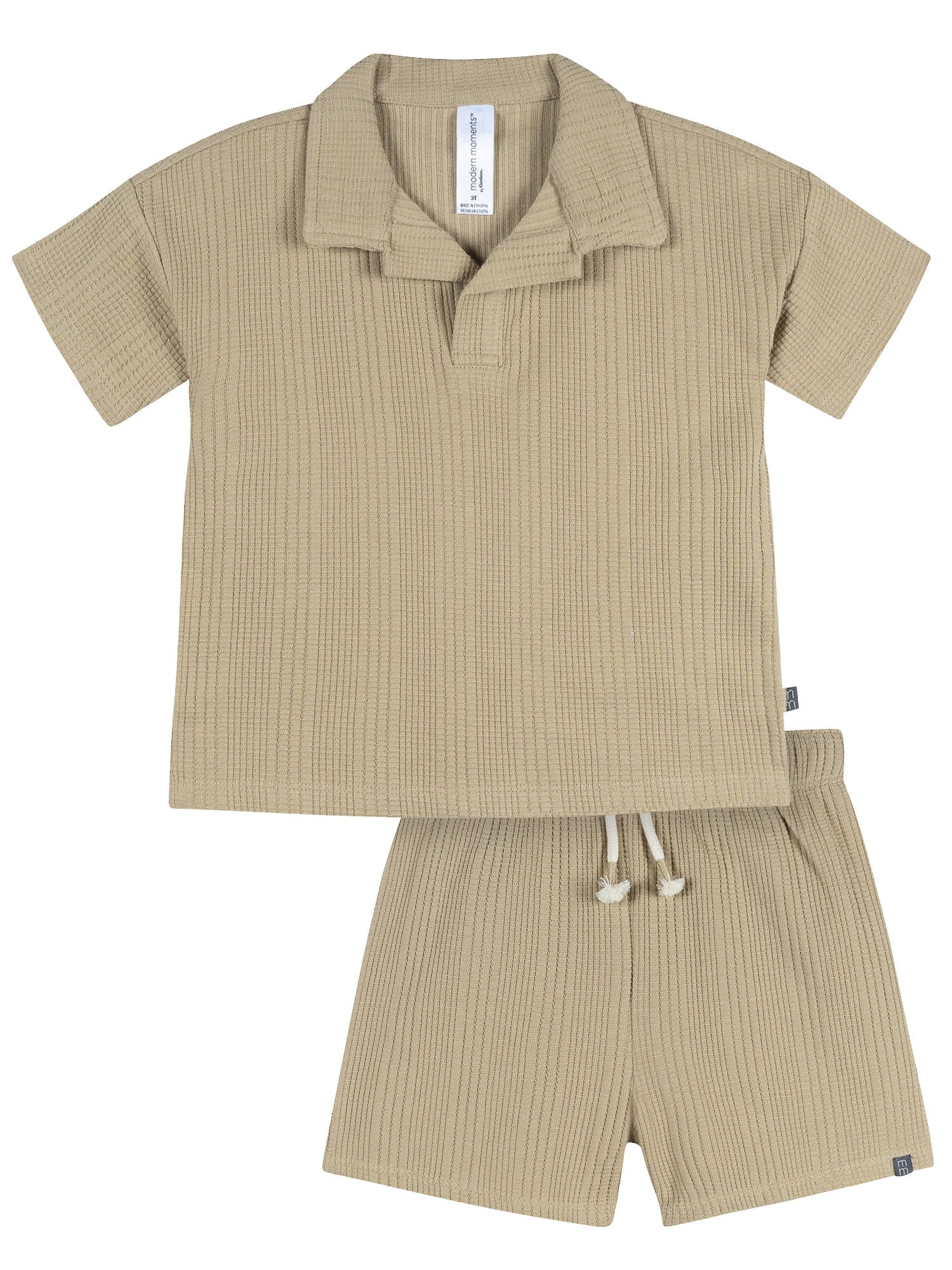 Modern Moments by Gerber Baby and Toddler Boy Button Front Shirt and Short Set, 2-Piece, Sizes 0/3 Months - 5T