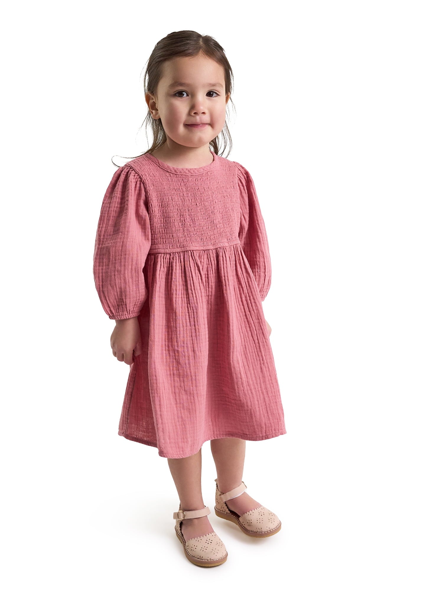 Modern Moments by Gerber Baby and Toddler Girl Smocked Dress with Puff Sleeves, Sizes 0/3 Months - 5T