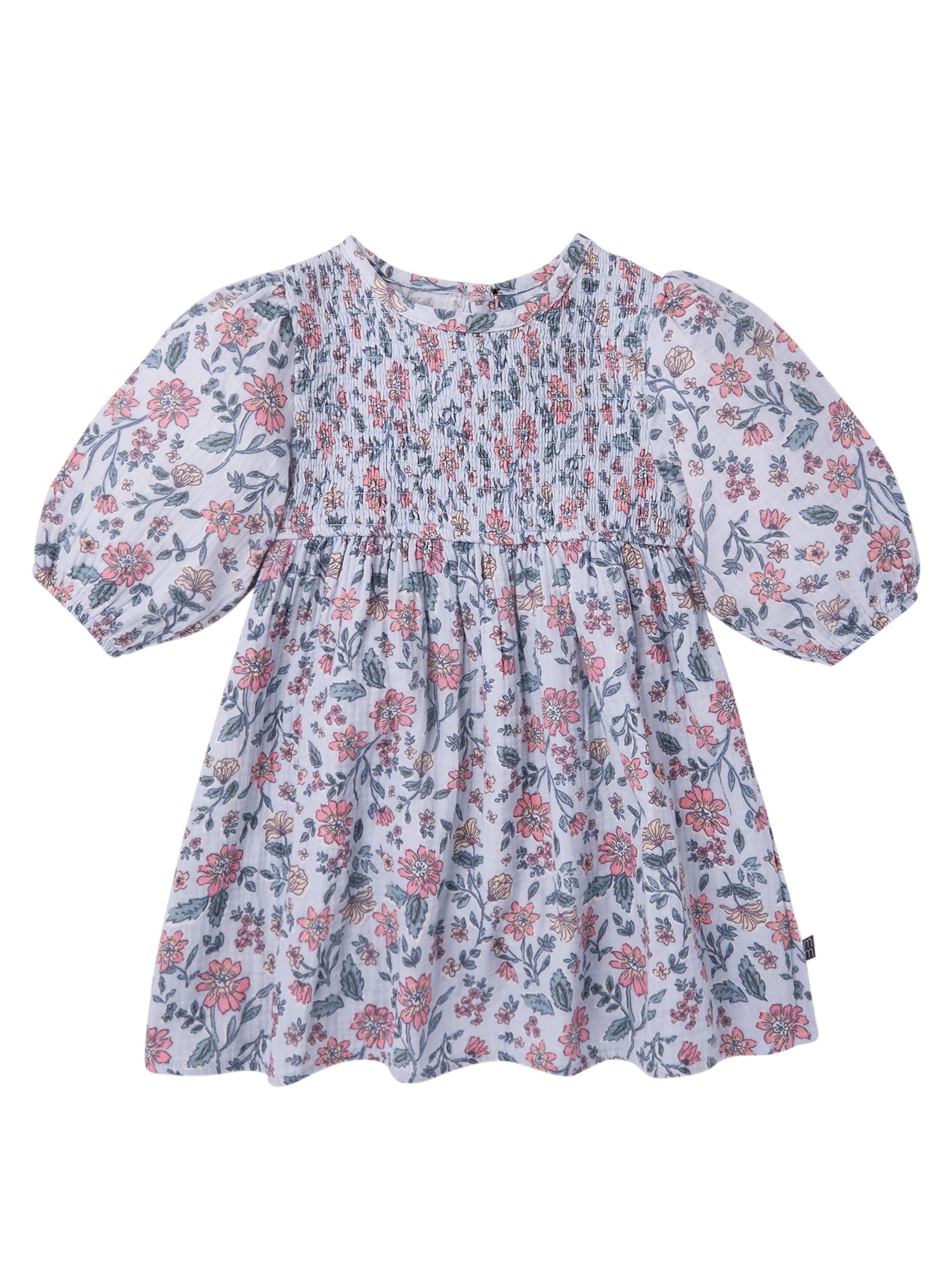 Modern Moments by Gerber Baby and Toddler Girl Smocked Dress with Puff Sleeves, Sizes 0/3 Months - 5T