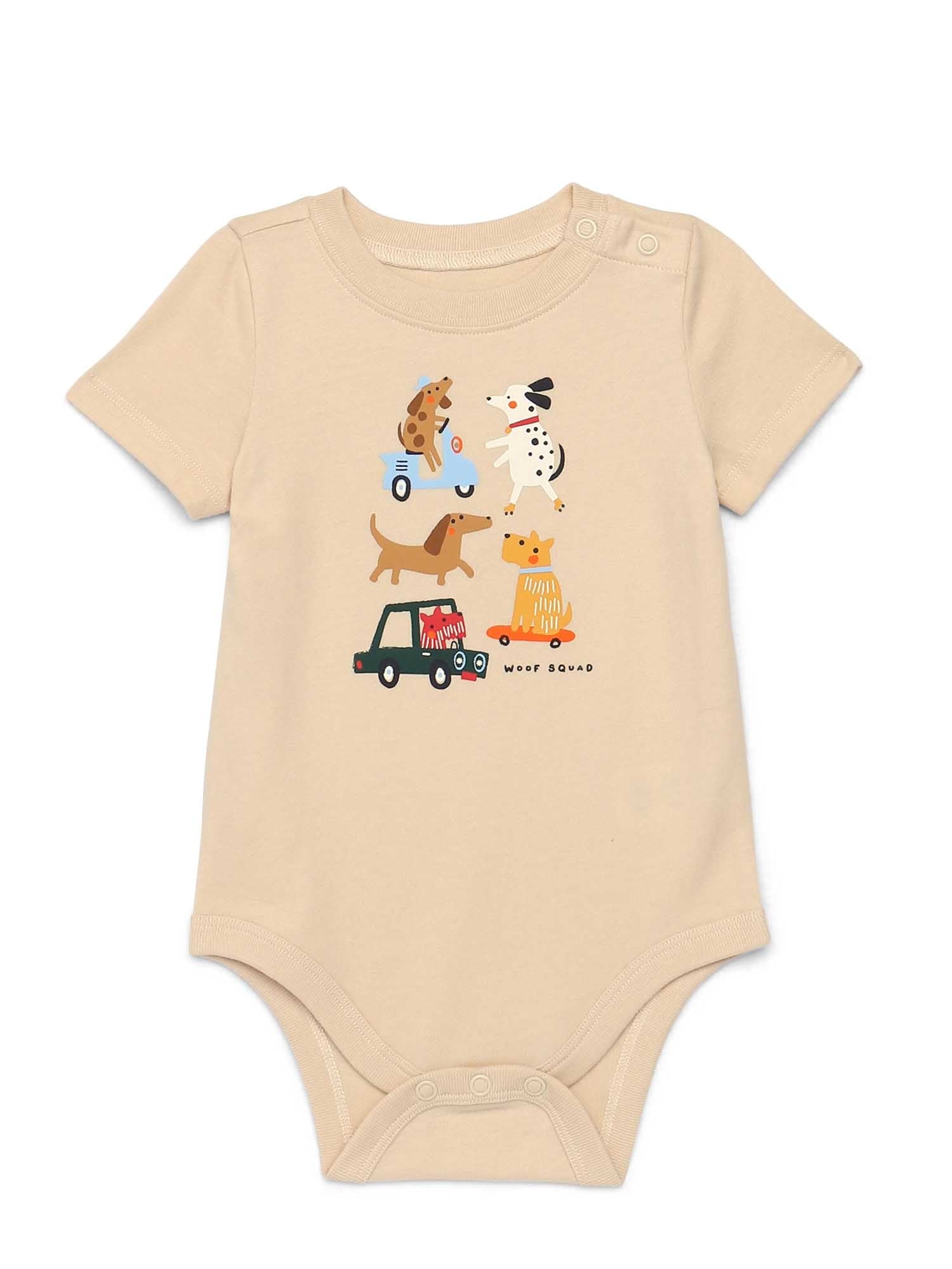 Garanimals Baby Girl Cotton Lap-Shoulder Short-Sleeve Bodysuits, 4-Pack, 0–24M