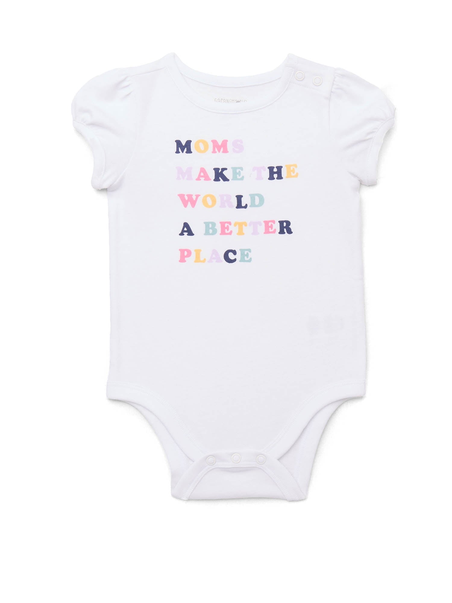 Garanimals Baby Girl Cotton Lap-Shoulder Short-Sleeve Bodysuits, 4-Pack, 0–24M