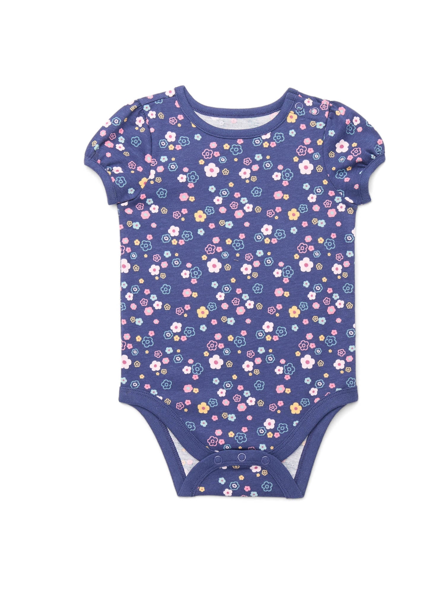 Garanimals Baby Girl Cotton Lap-Shoulder Short-Sleeve Bodysuits, 4-Pack, 0–24M