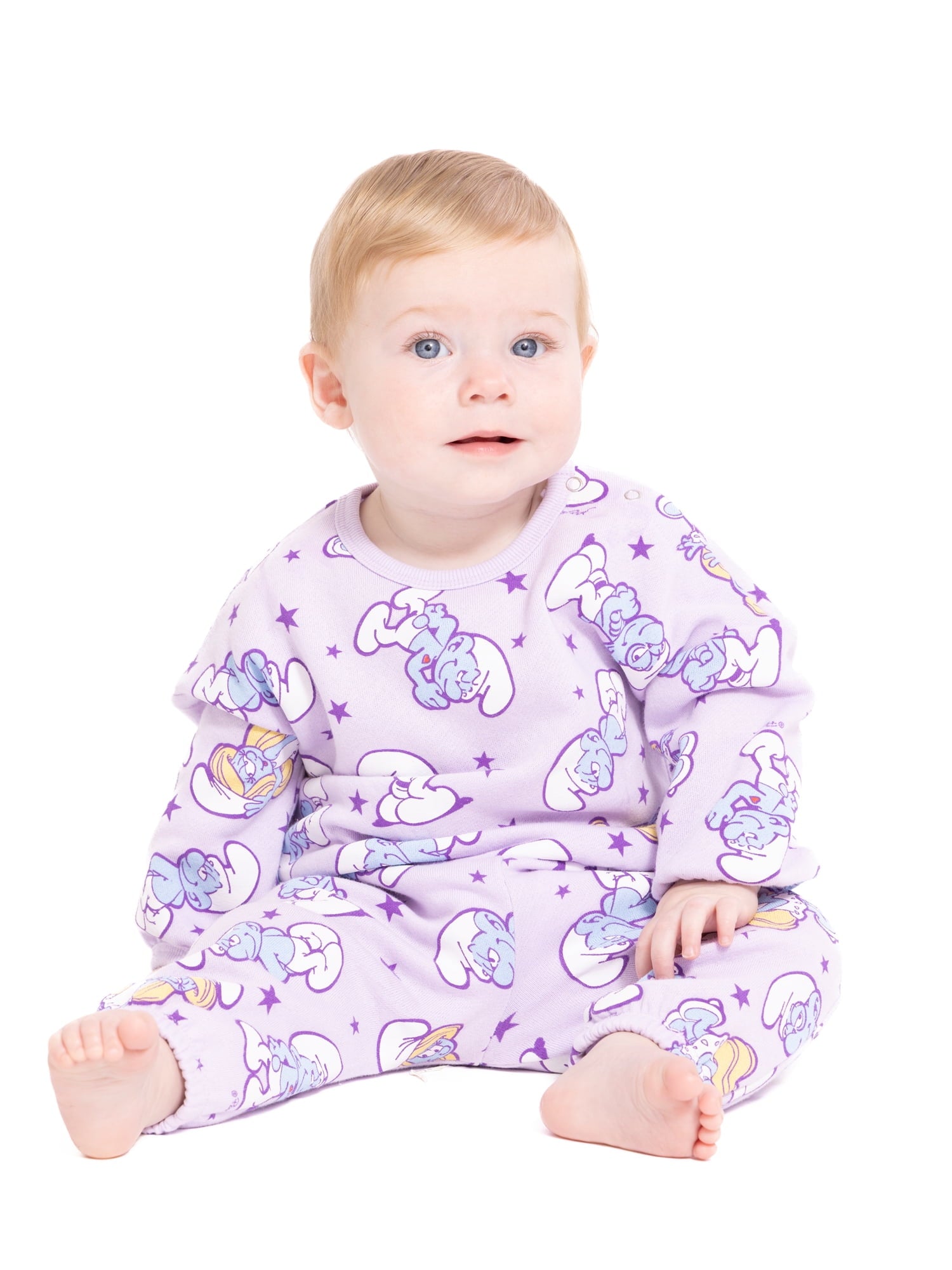 Smurfs Baby Boys or Girls Bubble Sleeve Printed Sweatshirt and Joggers Set, 2-Piece, Sizes 0/3M-24M