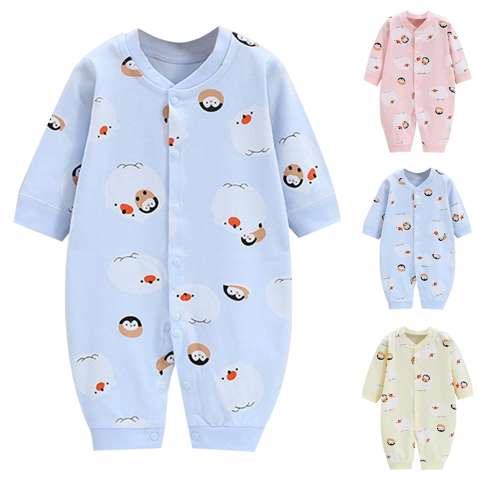 Bovxnpu Baby Girl Bodysuit, Infant Baby Cotton Bodysuits, Child Printing Newborn Button-Neck Long Sleeved Long Rompers 0-3 Months