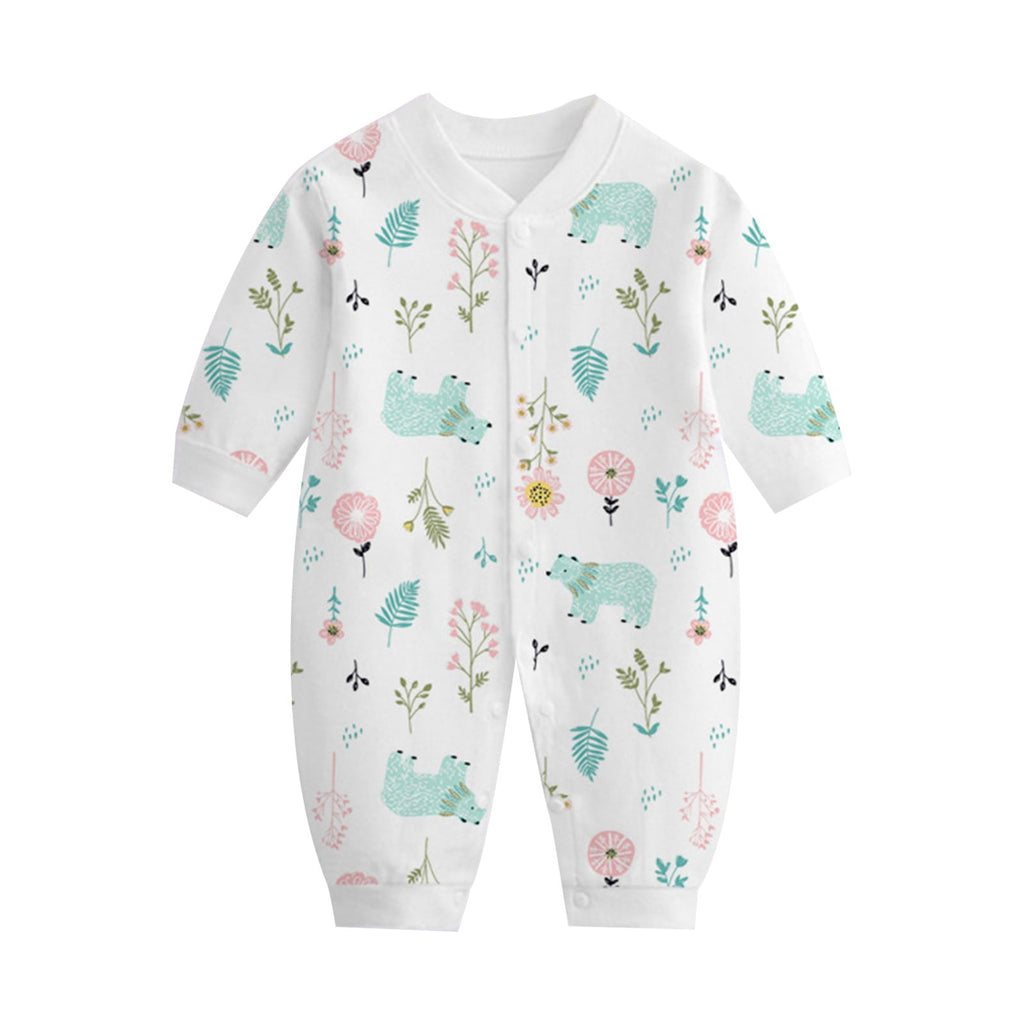 Bovxnpu Baby Girl Bodysuit, Infant Baby Cotton Bodysuits, Child Printing Newborn Button-Neck Long Sleeved Long Rompers 0-3 Months