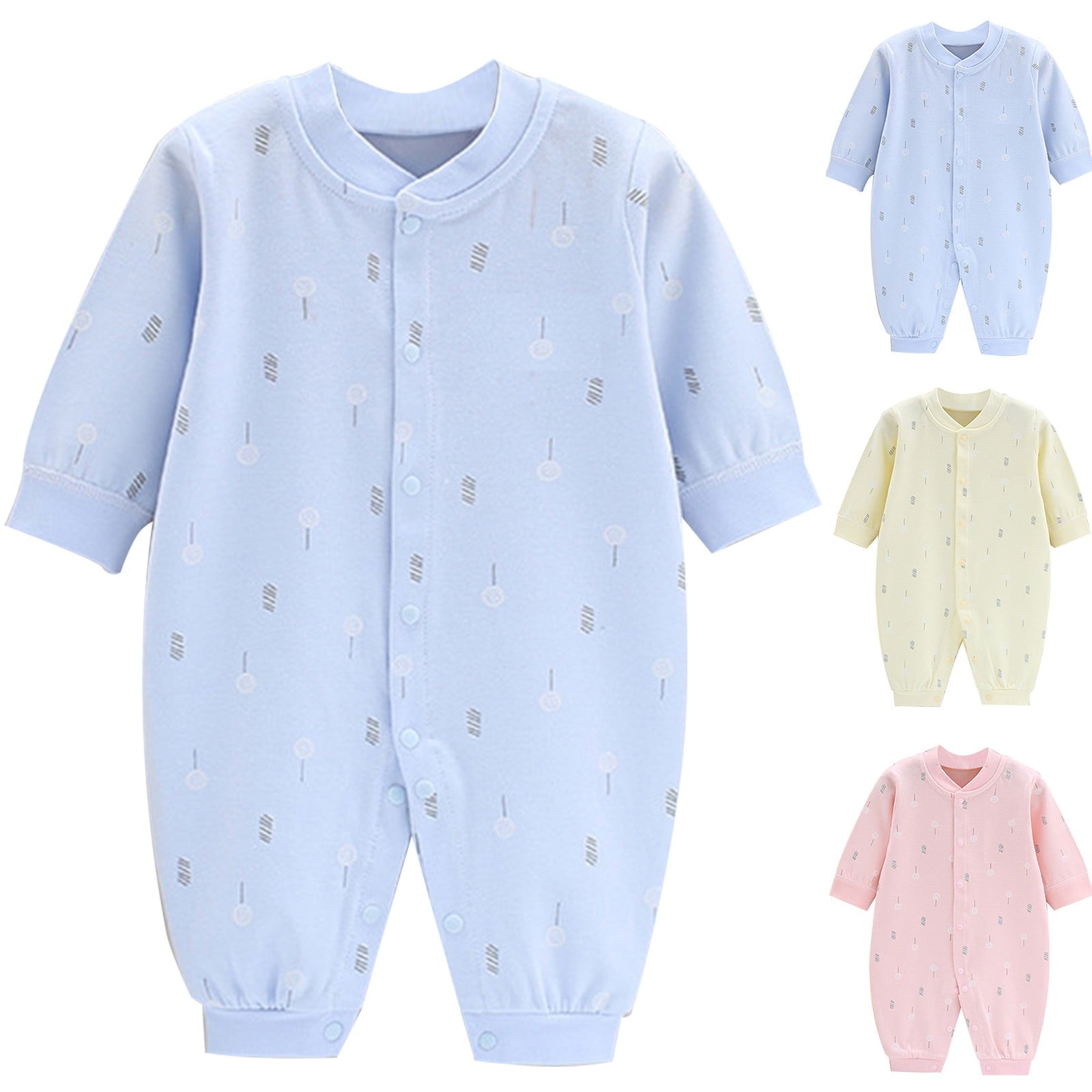 Bovxnpu Baby Girl Bodysuit, Infant Baby Cotton Bodysuits, Child Printing Newborn Button-Neck Long Sleeved Long Rompers 0-3 Months