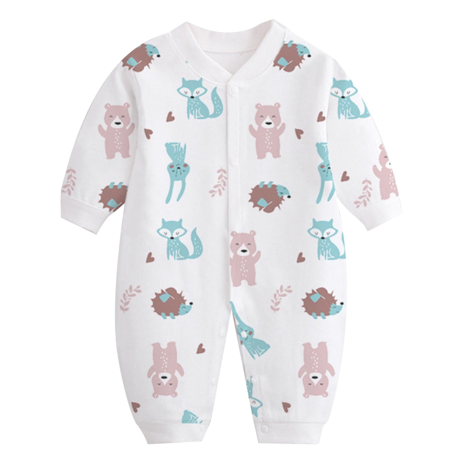 Bovxnpu Baby Girl Bodysuit, Infant Baby Cotton Bodysuits, Child Printing Newborn Button-Neck Long Sleeved Long Rompers 0-3 Months