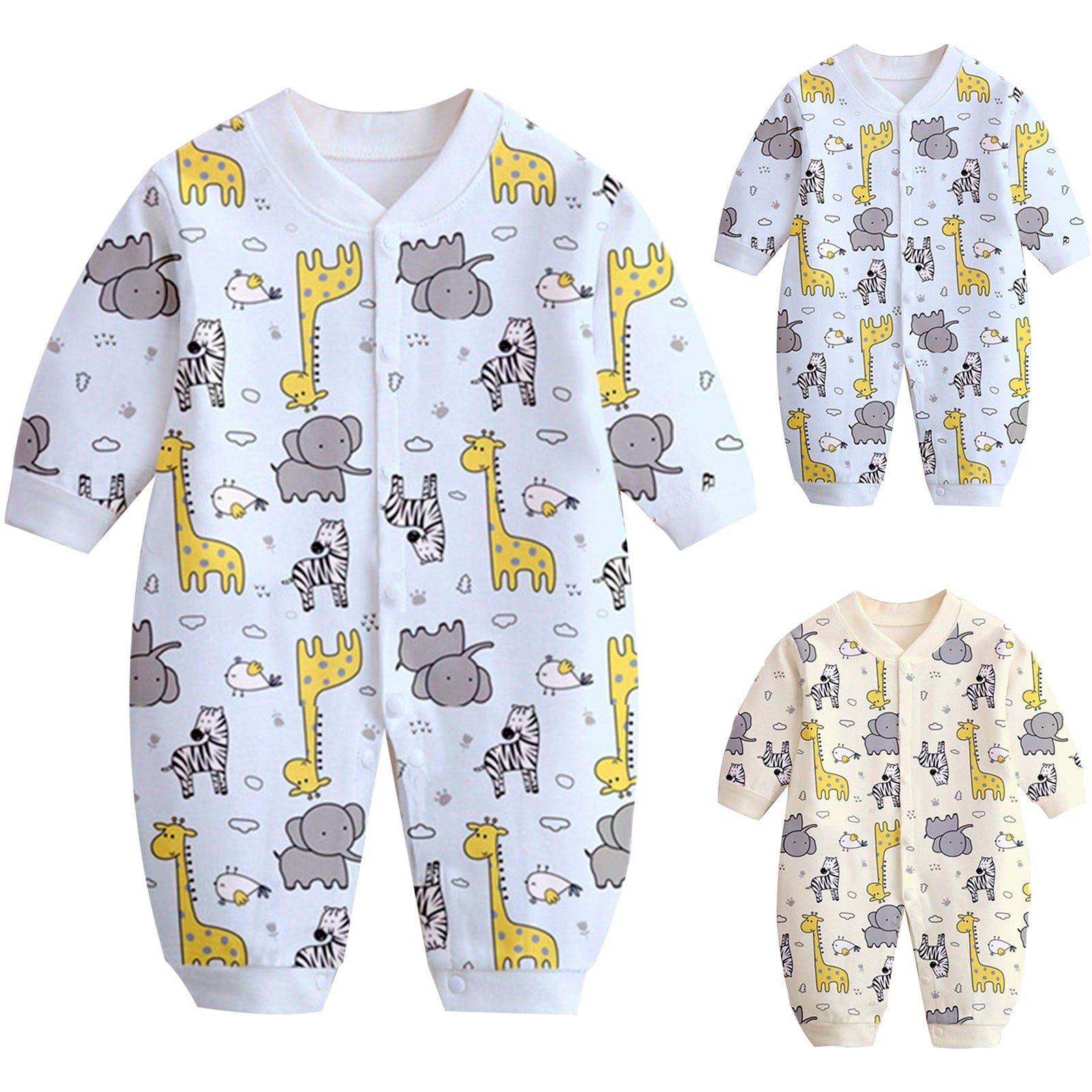 Bovxnpu Baby Girl Bodysuit, Infant Baby Cotton Bodysuits, Child Printing Newborn Button-Neck Long Sleeved Long Rompers 0-3 Months