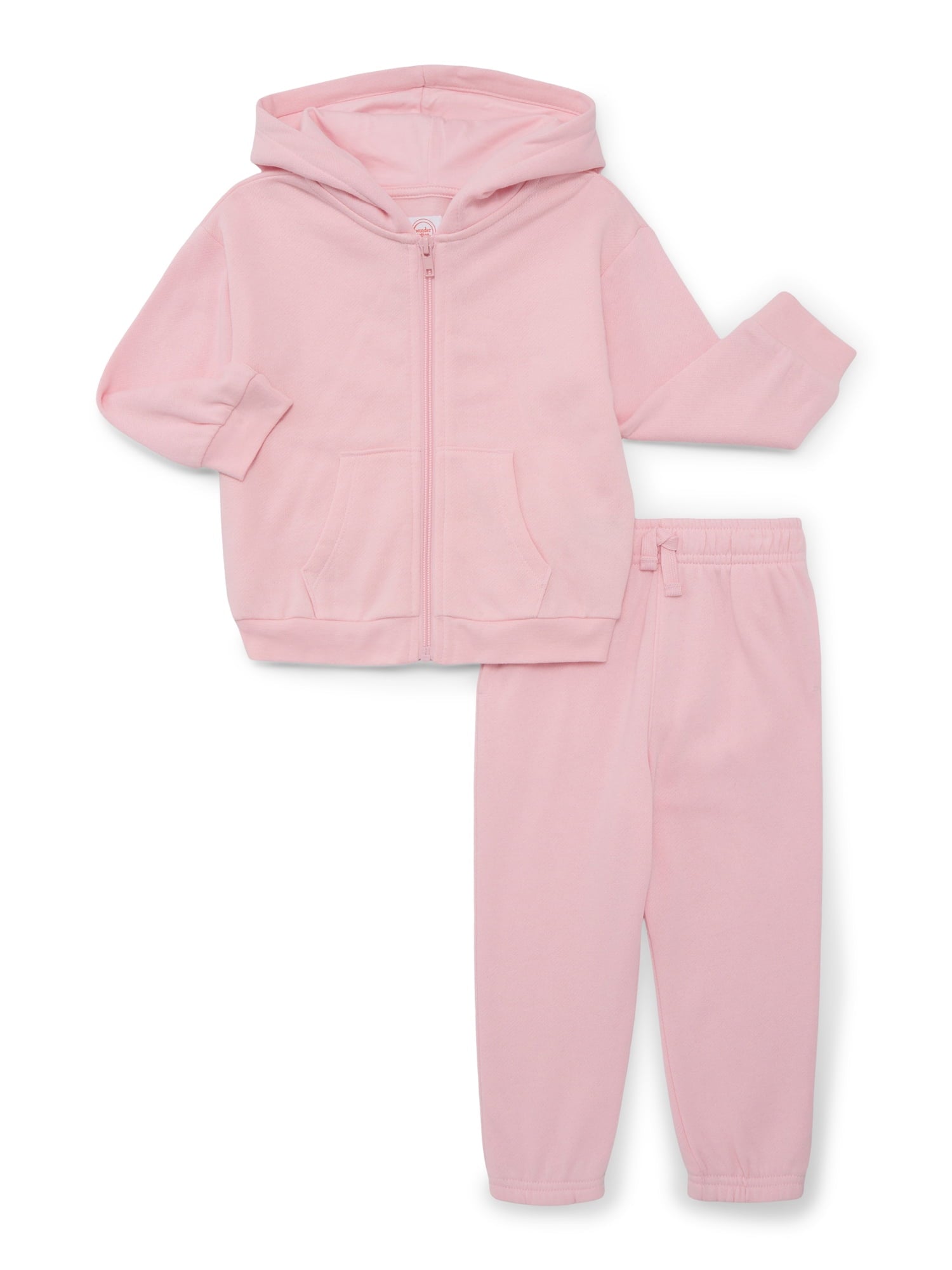 Wonder Nation Baby Unisex Fleece Zip Hoodie and Joggers Set, 2-Piece, Sizes Newborn-18 Months