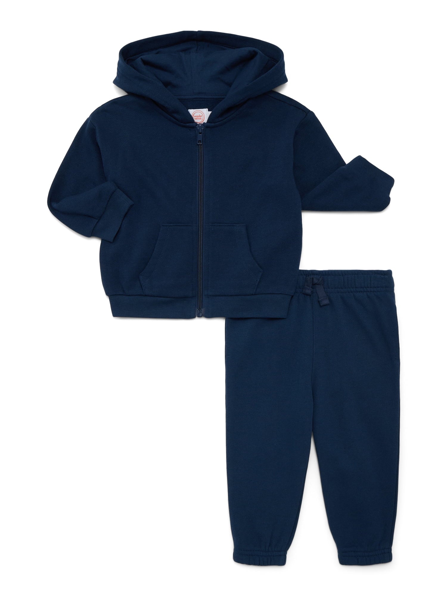Wonder Nation Baby Unisex Fleece Zip Hoodie and Joggers Set, 2-Piece, Sizes Newborn-18 Months