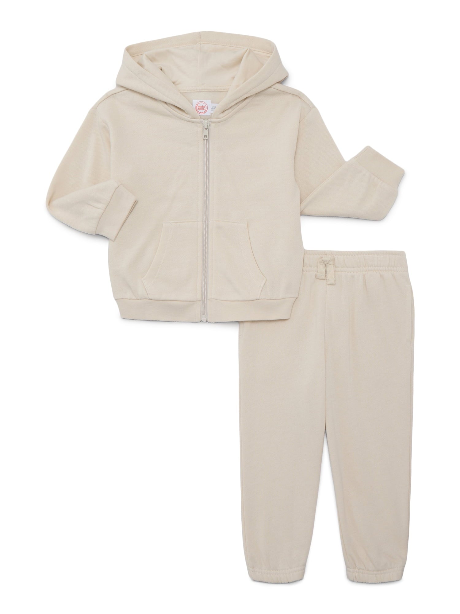 Wonder Nation Baby Unisex Fleece Zip Hoodie and Joggers Set, 2-Piece, Sizes Newborn-18 Months