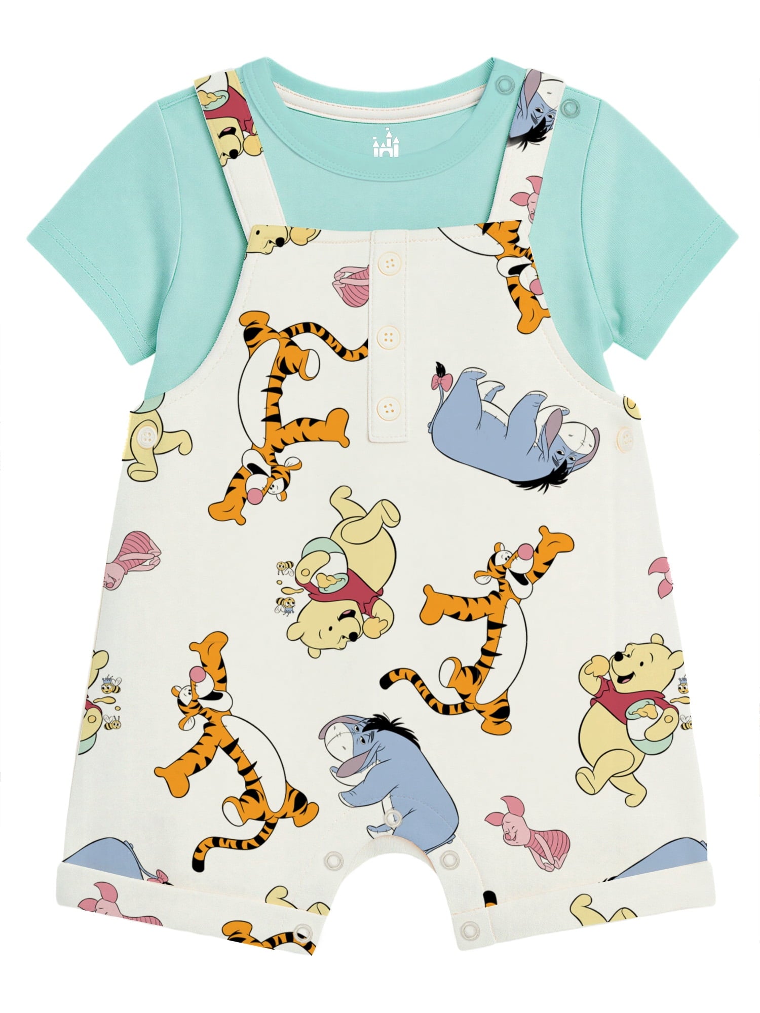 Stitch Baby Boy 2 Piece Shortall Set, Sizes 0-24 Months