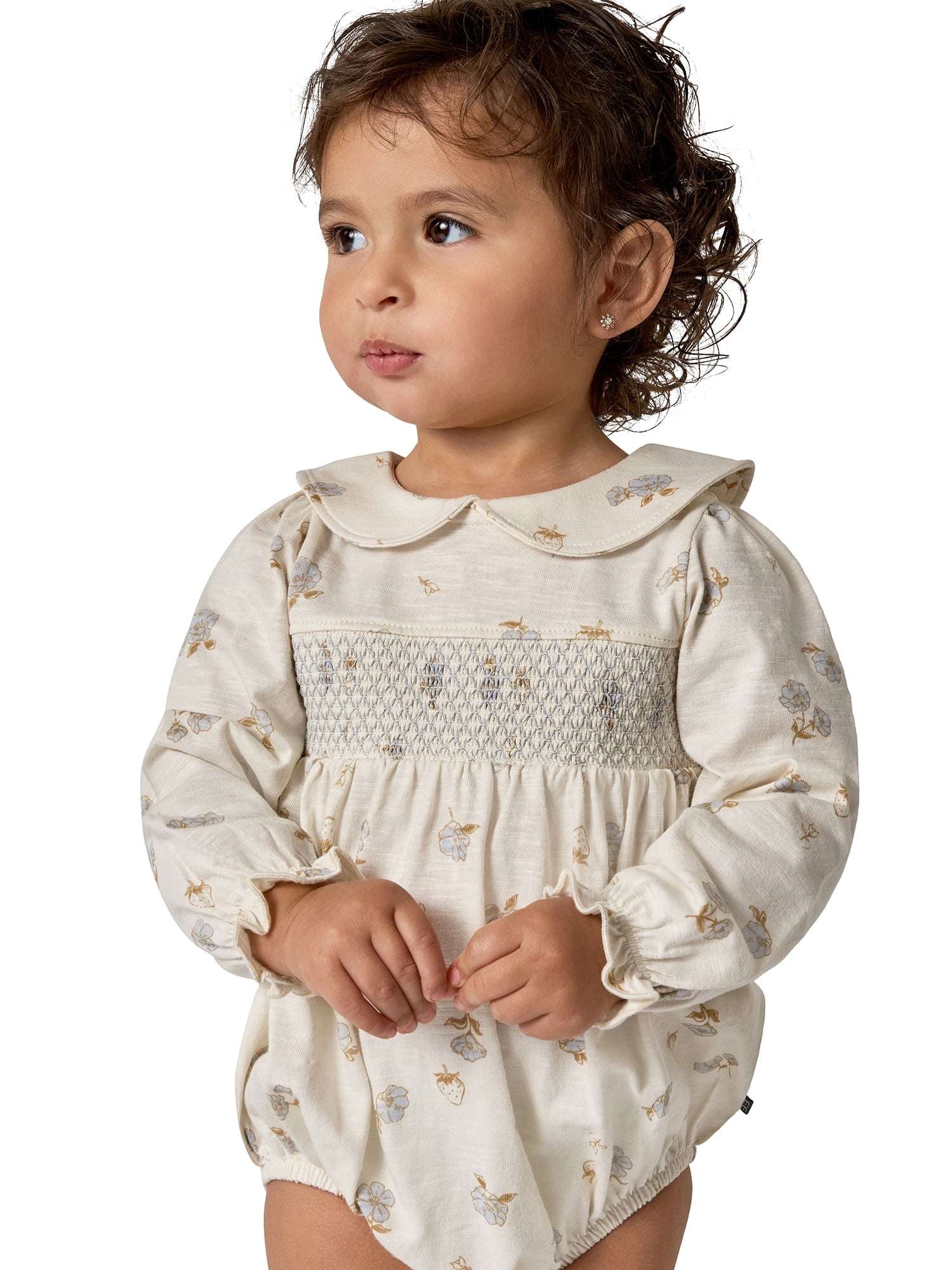 Modern Moments by Gerber Baby Girl Smocked Long Sleeve Bubble Romper, Sizes 0/3 Months - 24 Months