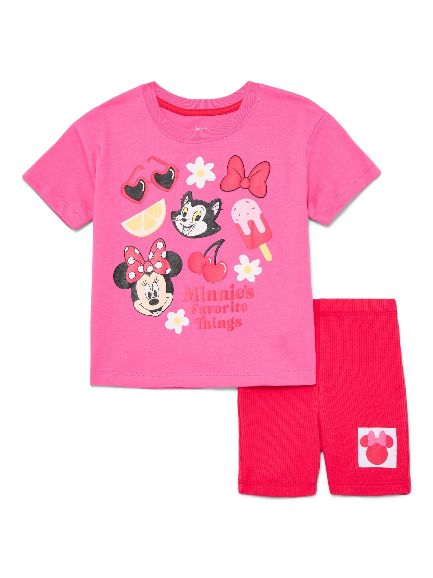 Minnie Mouse Toddler Girls Graphic Tee and Bike Shorts Set, 2-Piece, Sizes 12M-5T