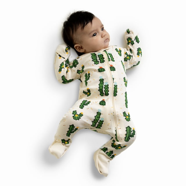 M+A by Monica + Andy Organic Cotton Gender Neutral Long Sleeve Baby One-Piece Pajama, Sizes Newborn - 24 Months