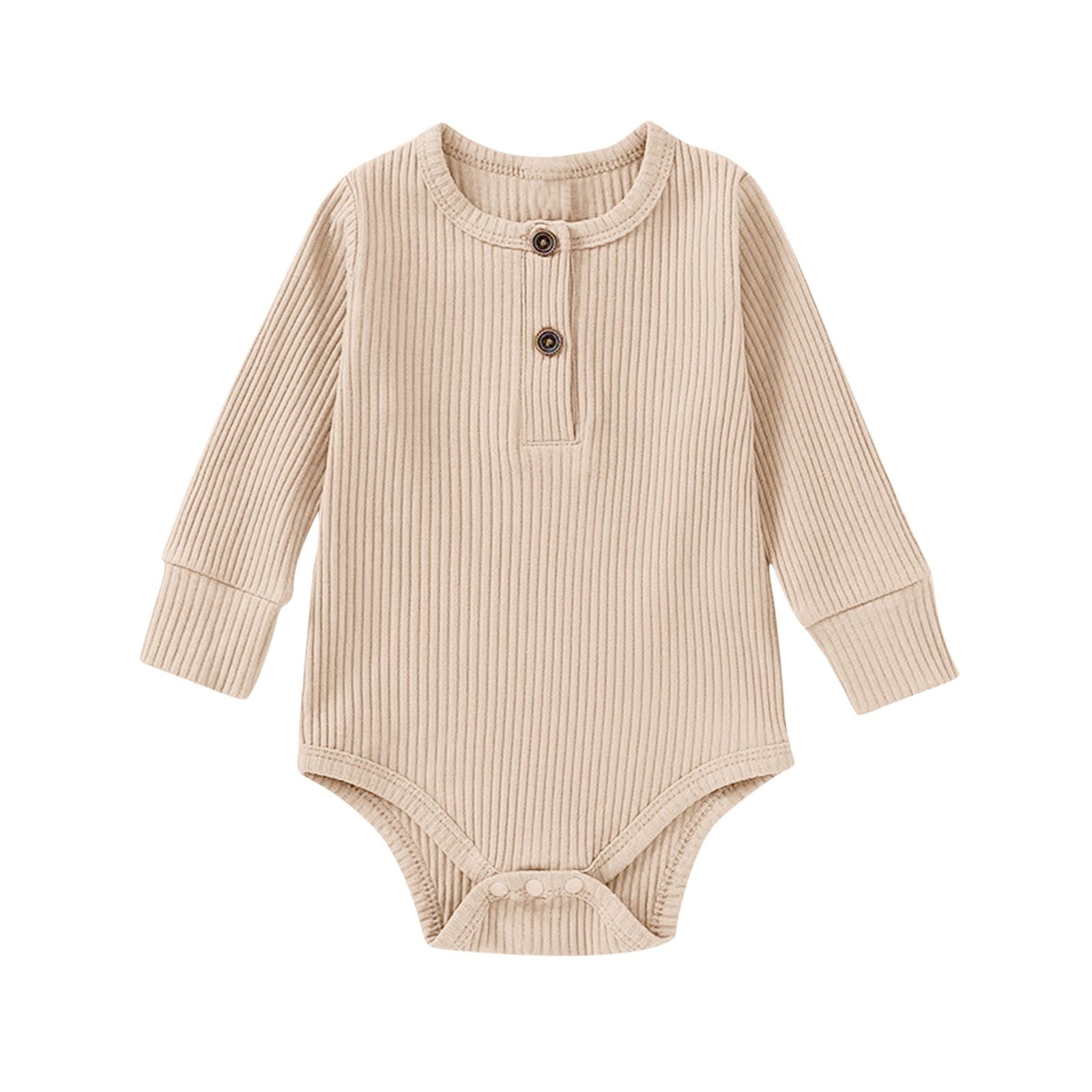 THDHVS Newborn Sleepers,Baby Girl Clothes,Baby Bodysuit Ribbed Romper Soft Unisex Boy Girl Outfit Clothes Beige 6-12 Months