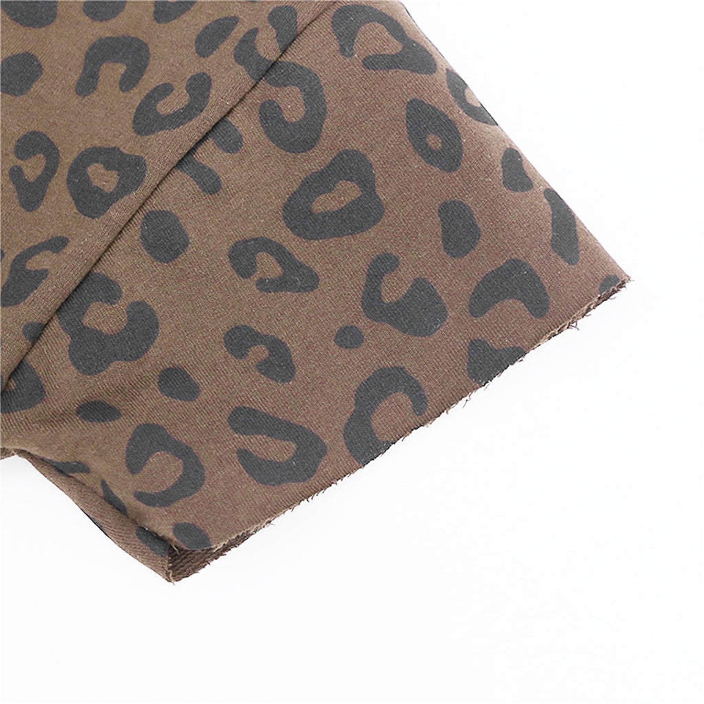 WOYY Toddler Girls Summer Cotton Leopard Short Sleeve T Shirt Shorts Set, Sizes 2-3T