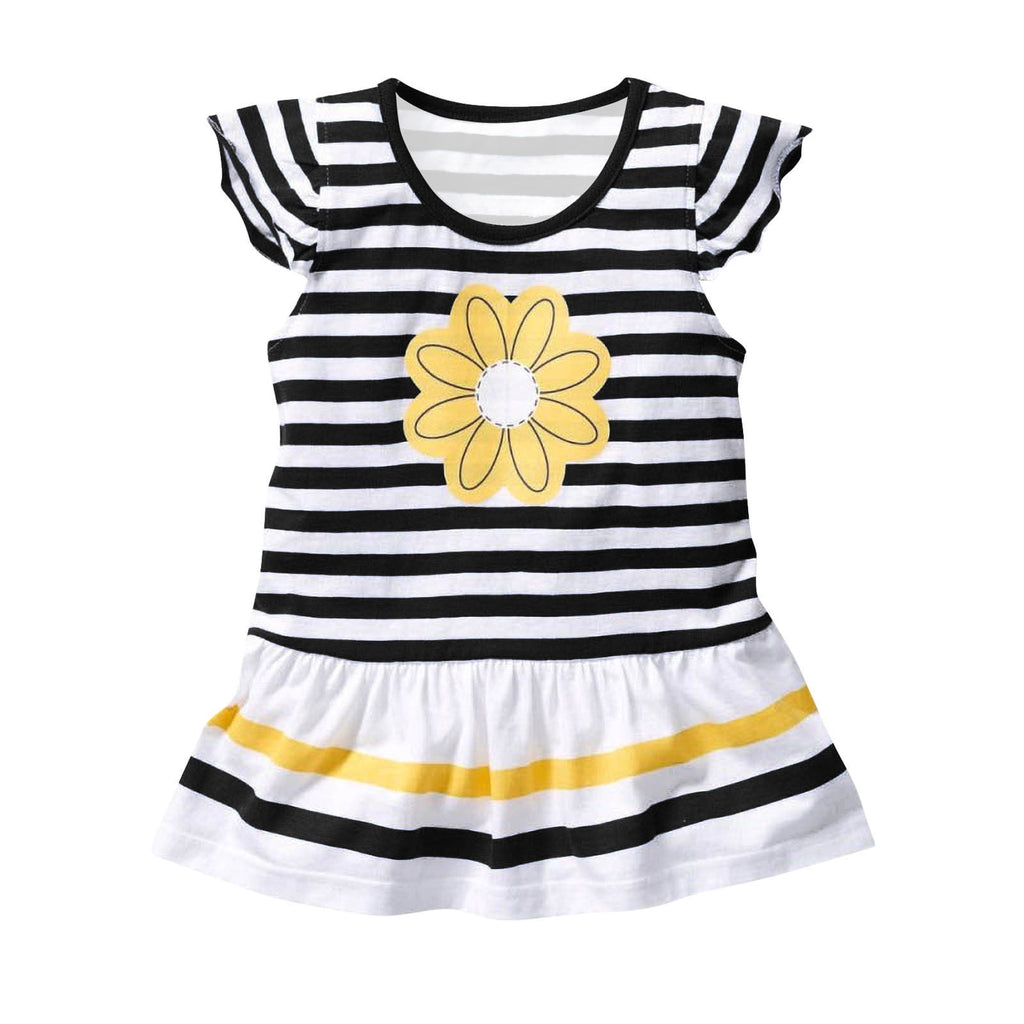 WRKEKC Girls 2 piece Outfits Summer Set Striped Ruffle Sleeve Daisy Print Top Capri Pants Casual Style for Girls 1-10 Years