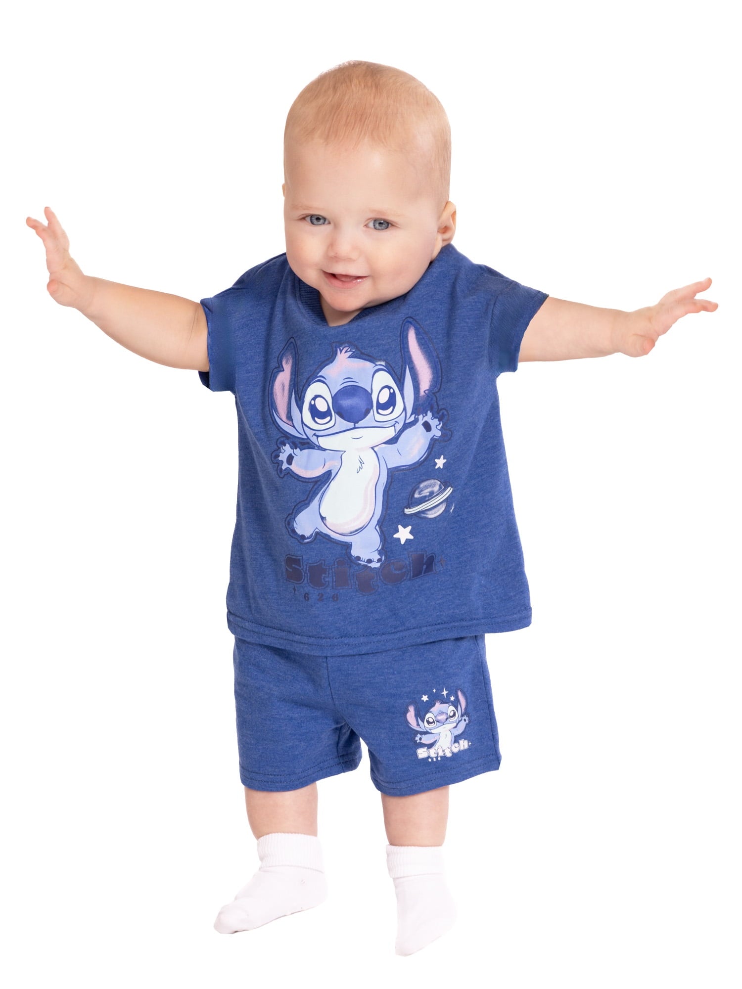 Stitch Baby Boys' Short Sleeve Graphic Tee and Shorts Set, 2-Piece, Sizes 0/3M-24M