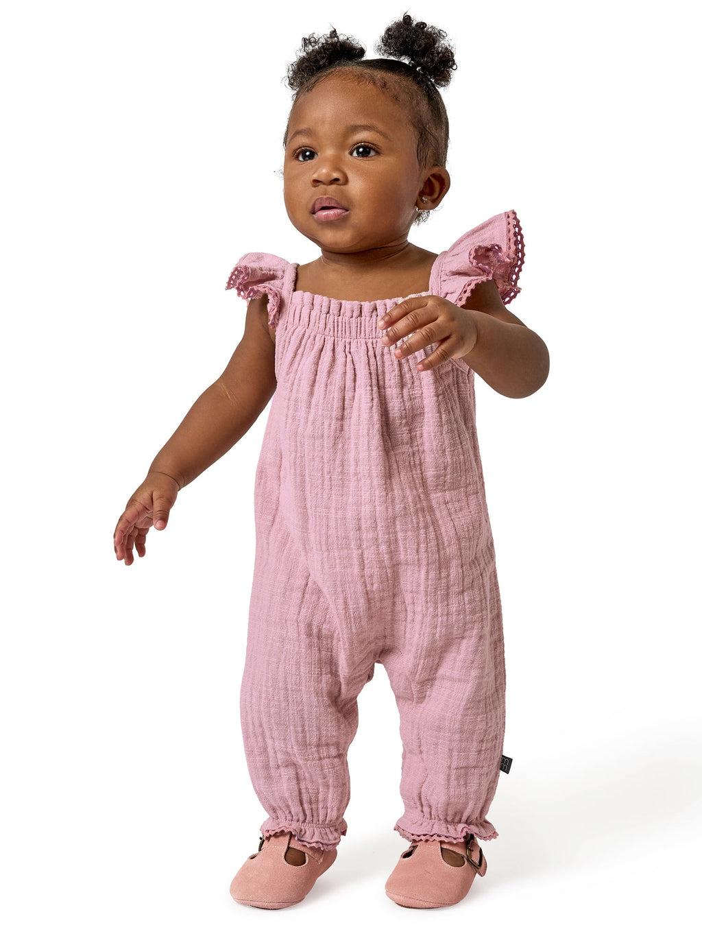 Modern Moments by Gerber baby Girl Long Leg Romper with Novelty Trim Detail, Sizes 0/3 Months - 24 Months