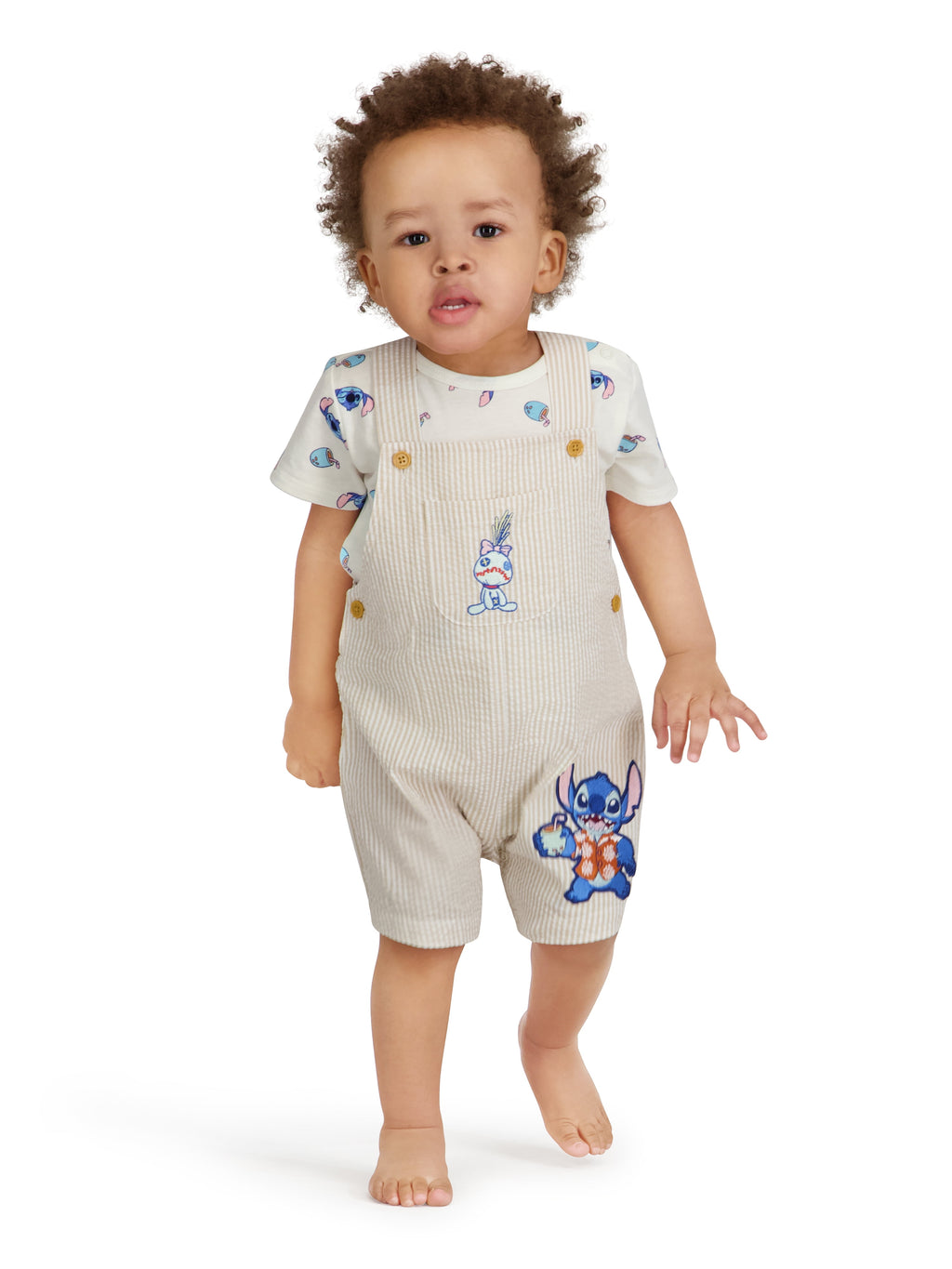 Stitch Baby Boy 2 Piece Shortall Set, Sizes 0-24 Months