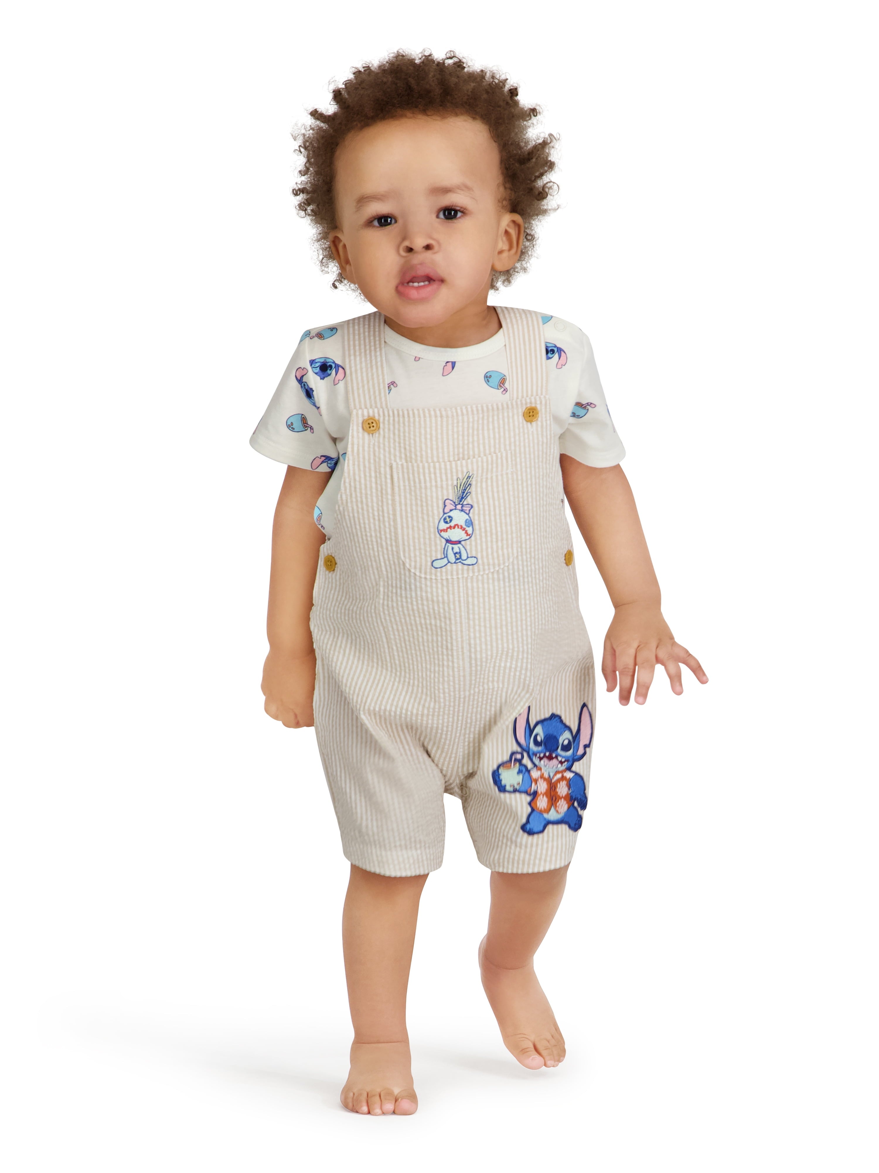 Stitch Baby Boy 2 Piece Shortall Set, Sizes 0-24 Months