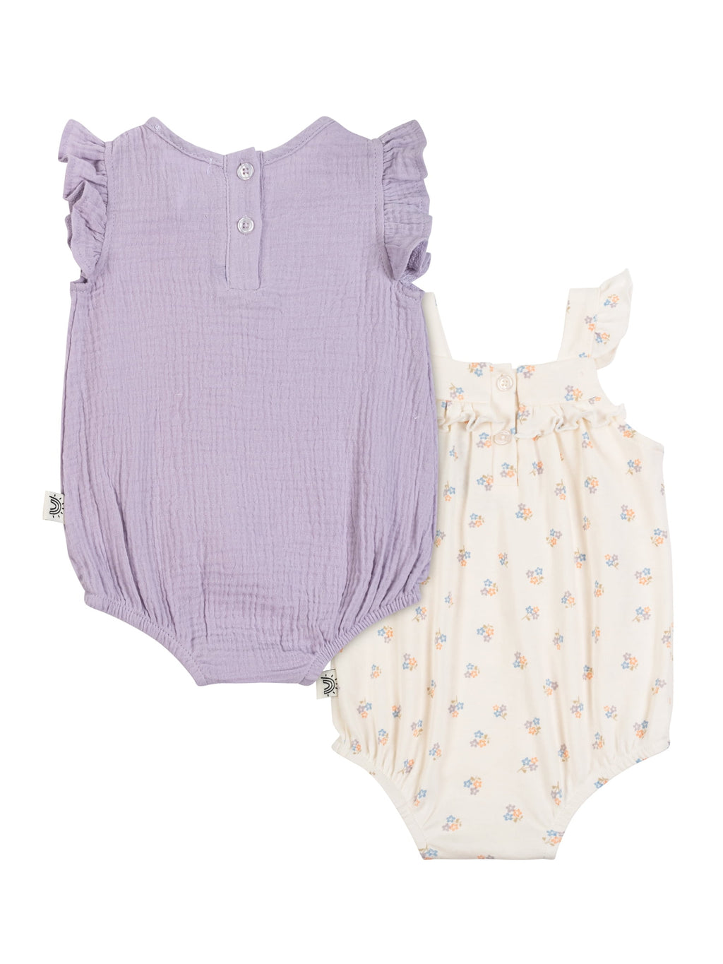 Wonderluxe Newborn Girls' 2 Pack Flutter Sleeve Bubble Romper, Sizes 0/3M-6/9M